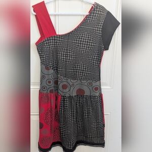 Leopard's & Roses 100% Cotton Black and Gray Sleeveless Dress. Made In Nepal